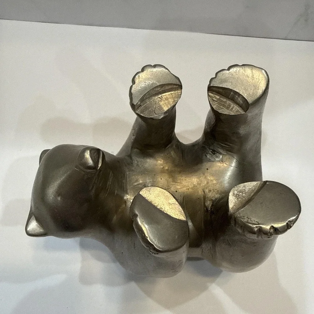Vtg Restoration Hardware Candle Holder Polar Bear Silver Tone Holiday Winter